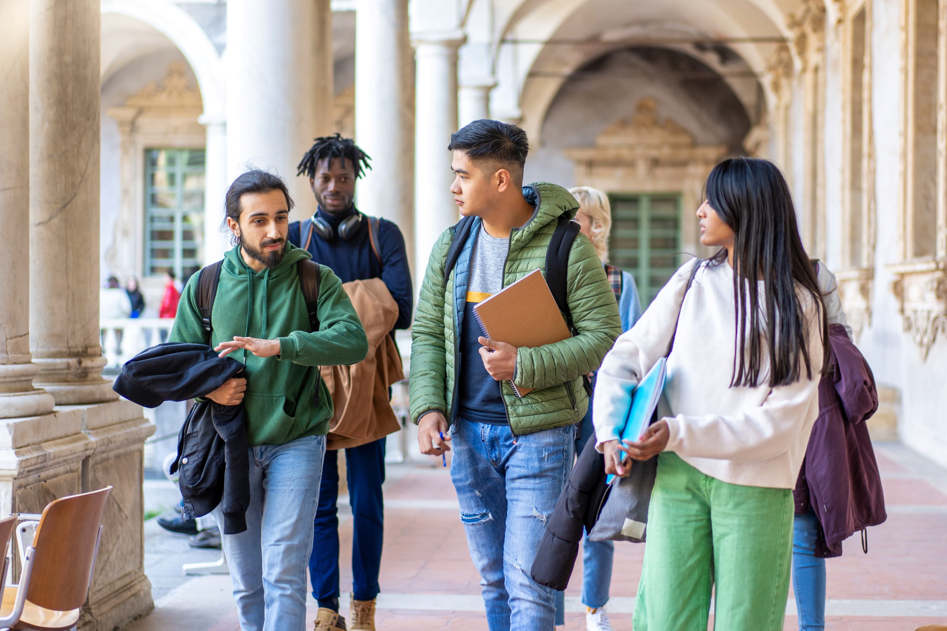 Students discussing their university plans